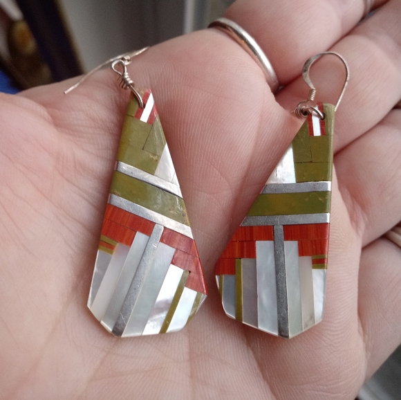 Orange Spiny Oyster,green Turquoise & Mother of Pe - Picture 4 of 4